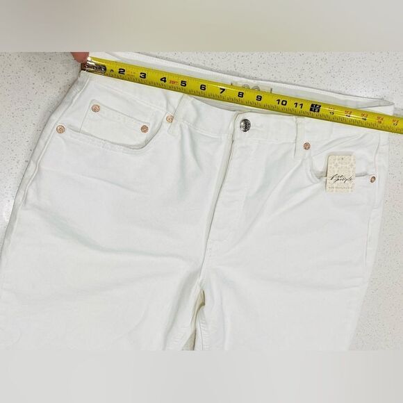 Free People 30x27 Wide Leg Crop Ankle Fray Jeans White High Rise Button Fly NWT - Picture 9 of 13